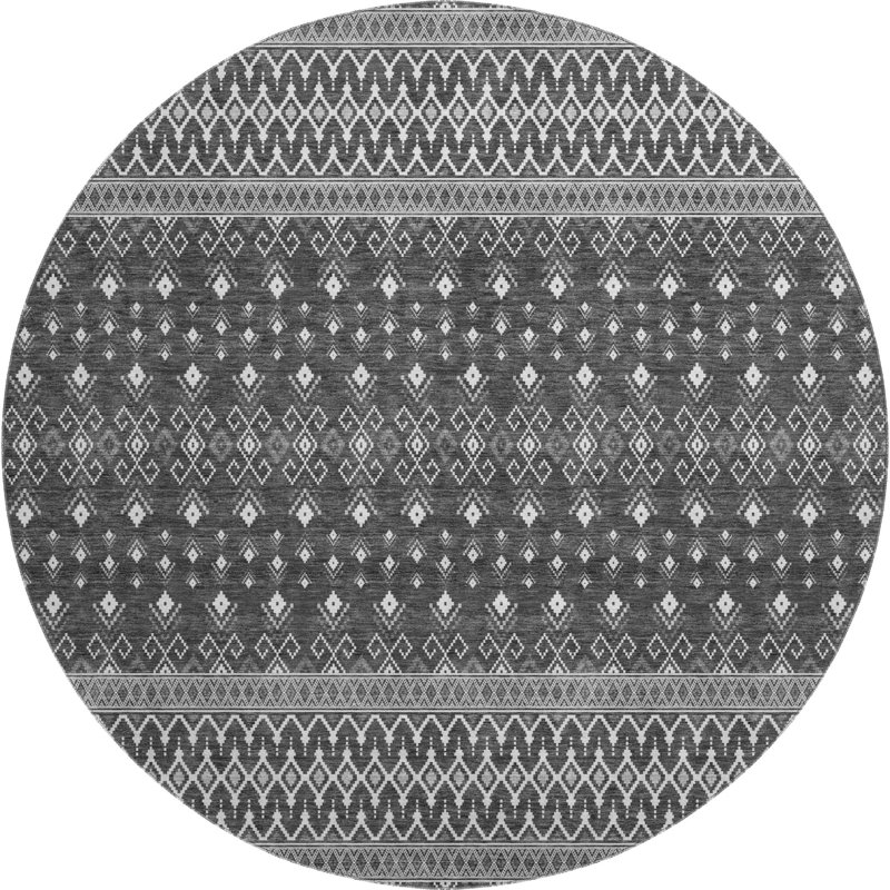 Premium Machine Washable Prisco Gray Rug, Round 8'