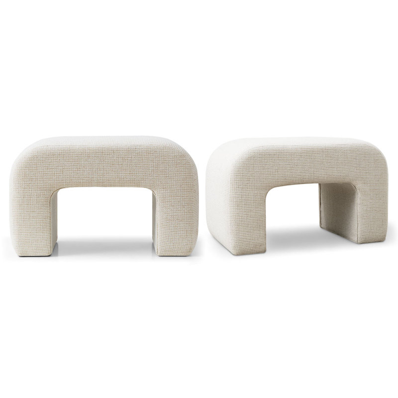 29" Upholstered Small Waterfall Bench, Beige
