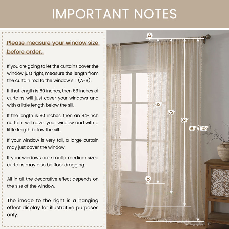 Rideau court pour fenêtre avec cantonnières WAZZIO Beige Boho