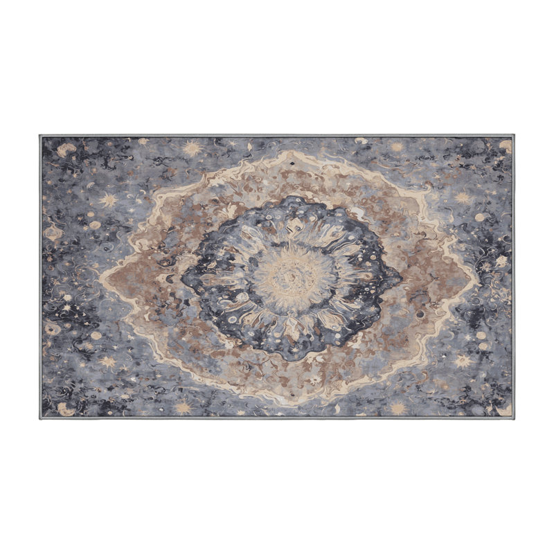 Machine Washable Gray Area Rug, Rectangle 8' x 10'