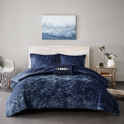 Édredon en velours bleu marine pour lit double / grand lit, matelassage à losanges, chaud et literie pour lit double / grand lit, doux et élégant