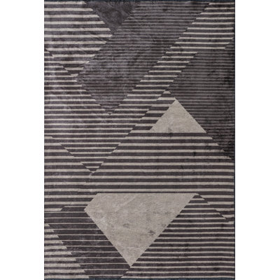 Rapture Gray/Beige/Dark Brown Geometric Luxury Area Rug