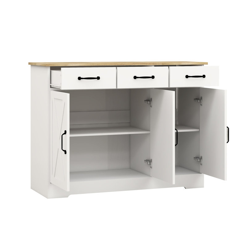 Armoire à sacs avec 3 tiroirs et portes, armoire de chambre à finition blanche, rangement polyvalent, look attrayant