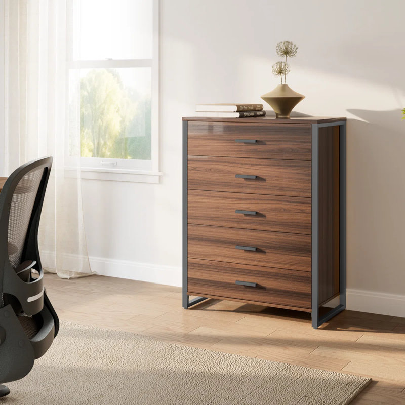 Buffet contemporain 5 tiroirs Chapeno, Black