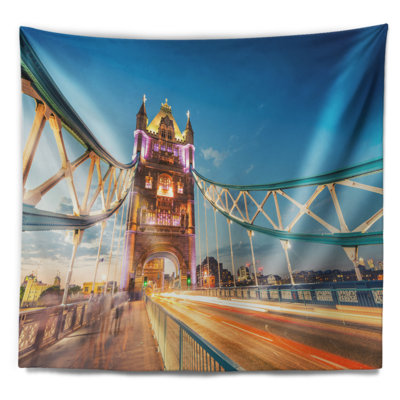 Tapisserie en polyester cityscape magnifique vue de la tour de londres avec accessoires suspendus inclus