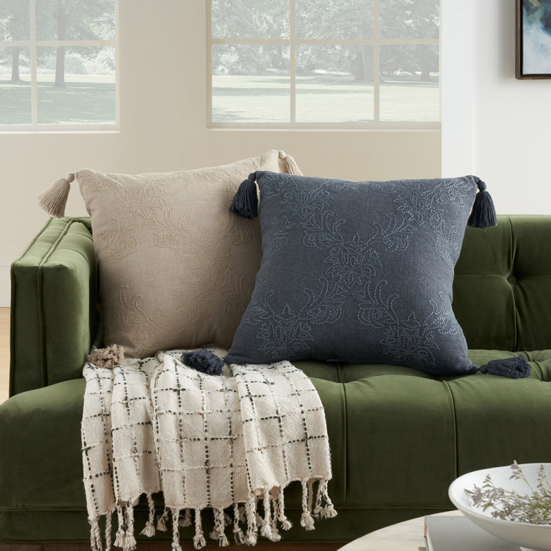 GE220-020020 100% Cotton Throw Square Pillow Cover, Charcoal/Gray