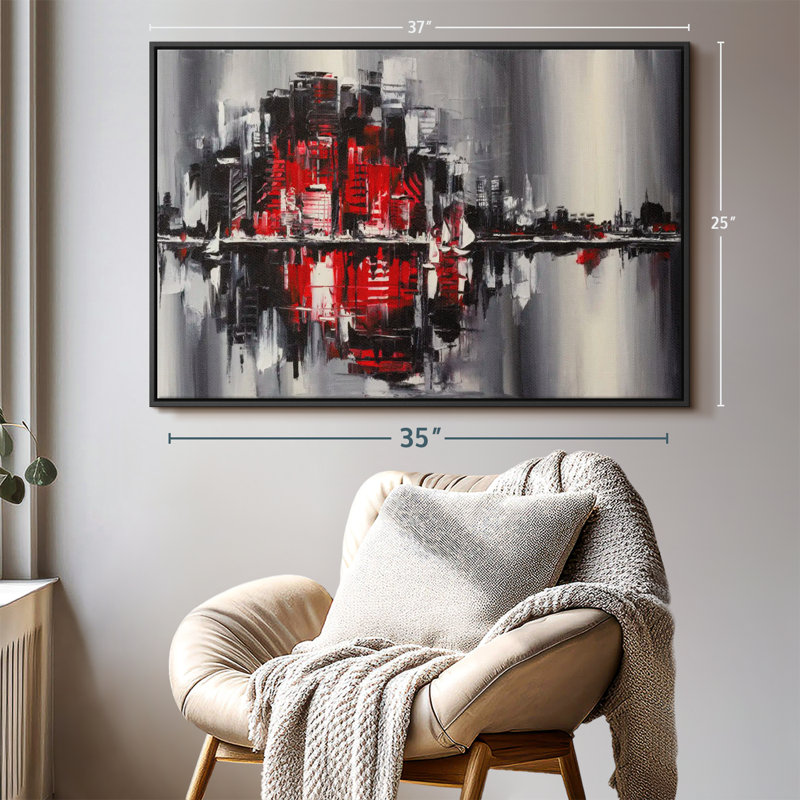 «Abstract Cityscape», reproduction sur toile, H 25 po x l 37 po