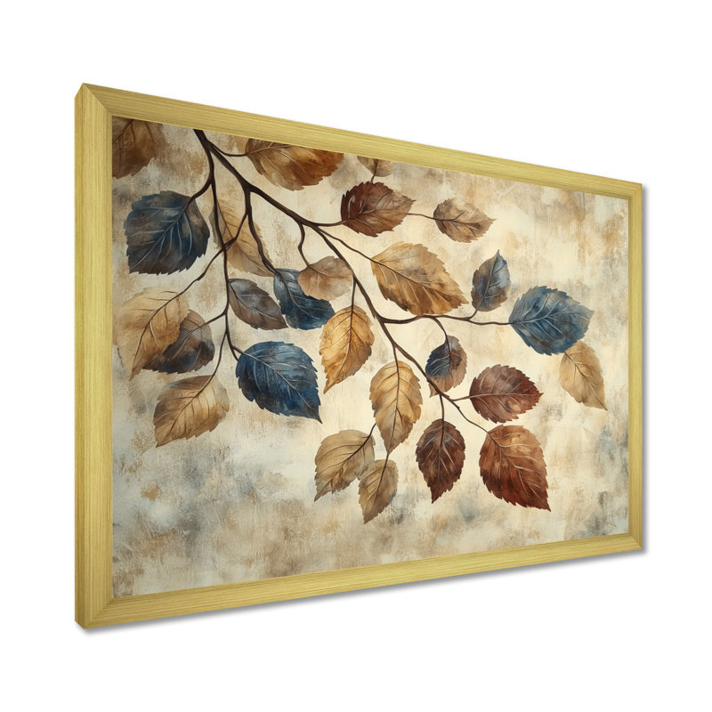 Faded sépia feuilles III - feuilles, art mural, Reproduction encadrée d'une seule photo, H 30 po x l 40 po, Doré