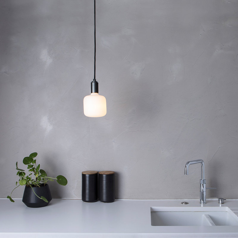 Oblo Mini Graphite Pendant Light with Soft White LED Bulb