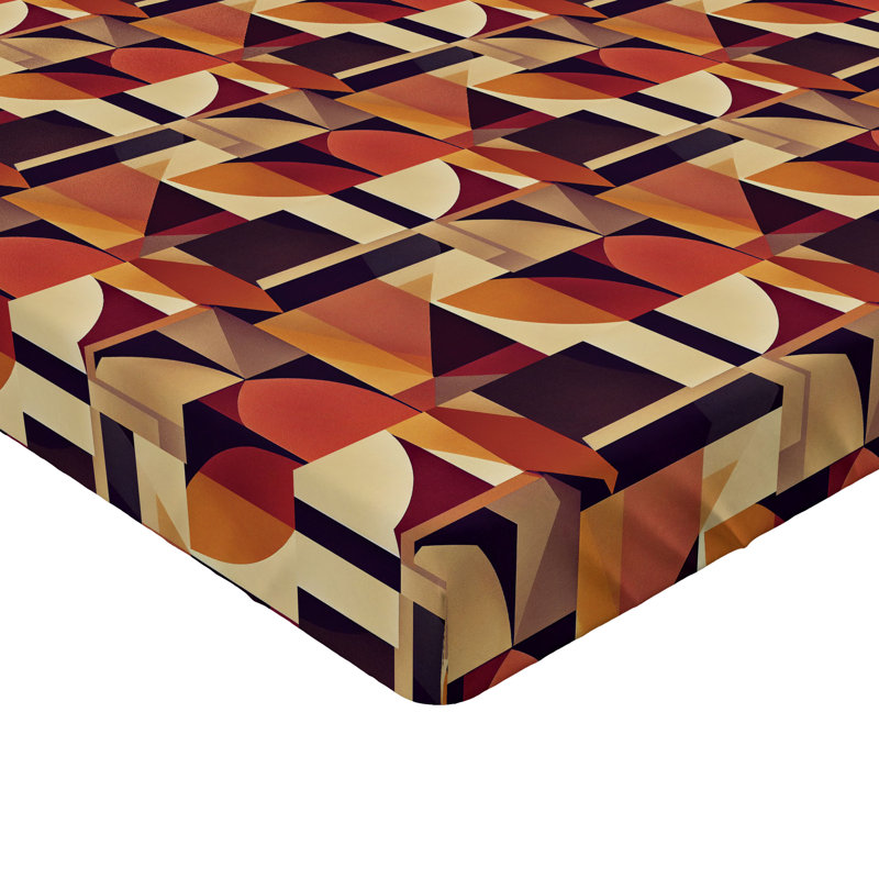 Drap-housse Ambesonne, Coquille d'œuf, prune, jaune souci / géométriqu, Drap-housse de taille double
