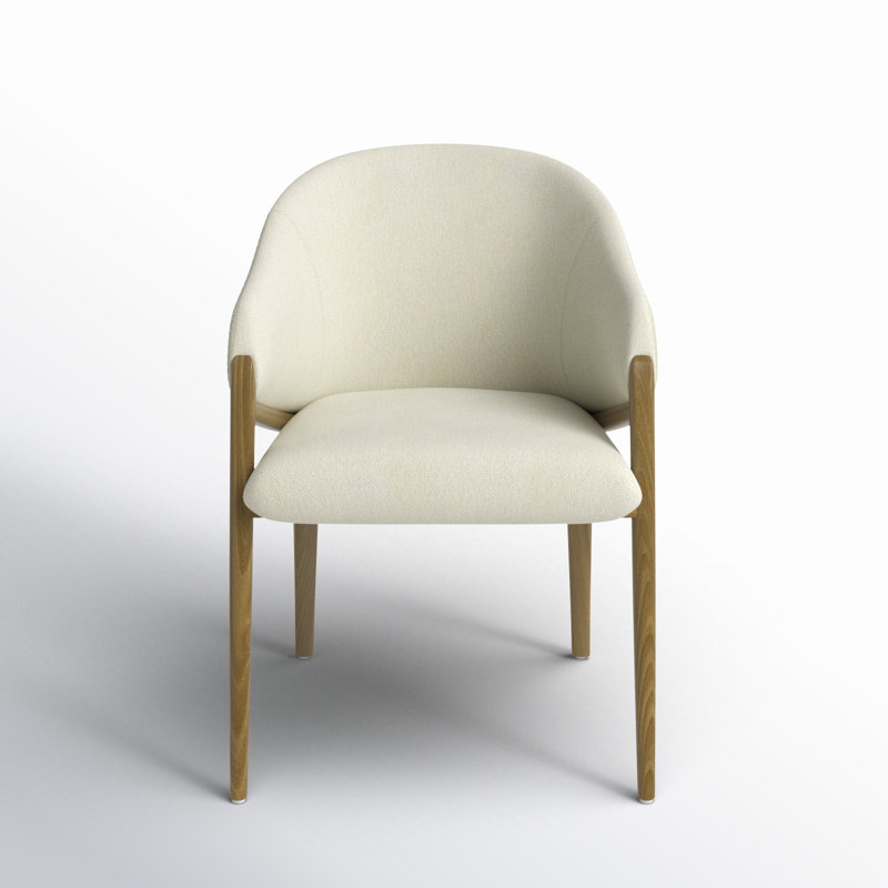Coffey Solid Back Arm Chair in Walnut/Cream