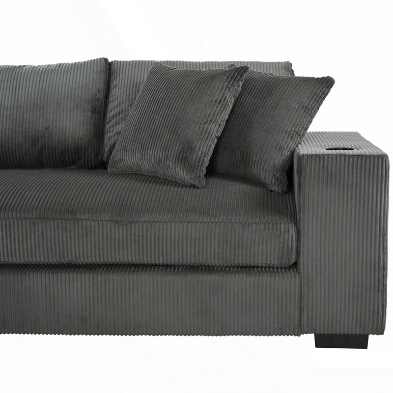 Mirod Large Sectional Sofa with Thick Cushions, Grey