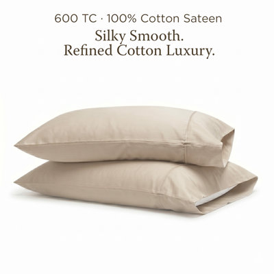 Threadmill 600 TC Cotton Sateen Pillowcase Set | Solid, Jacquard and Stripe