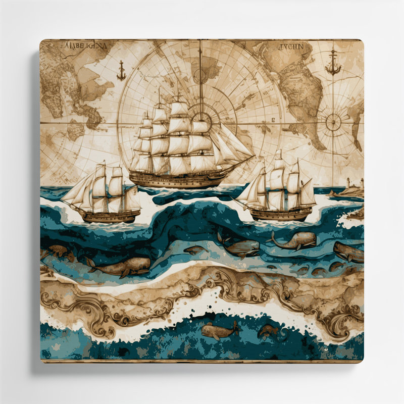 Art mural en métal beige Coastal Naval Design Plus, H 12 po x l 12 po