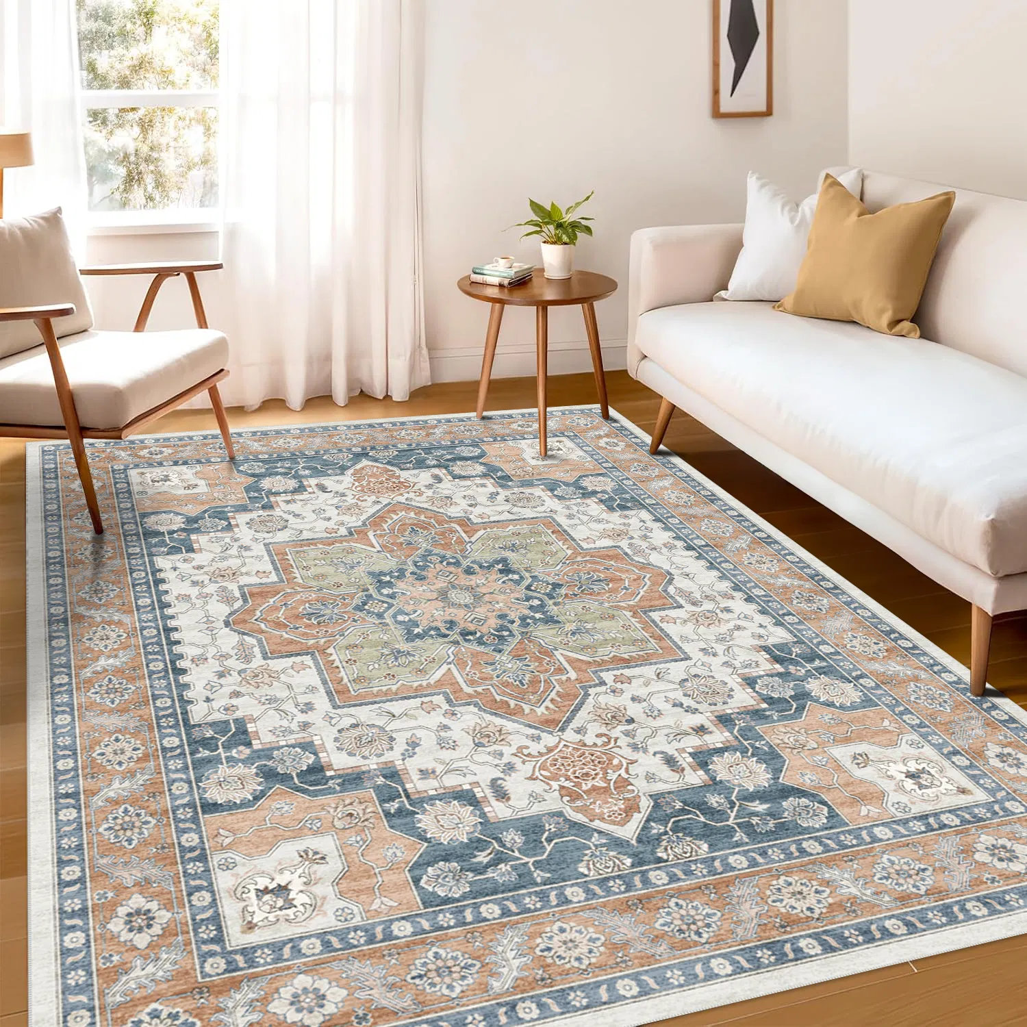72x108 Rug Ophelia & Co. Bohemian Vintage Watercolor Doormat - Non-slip Soft Rug ...