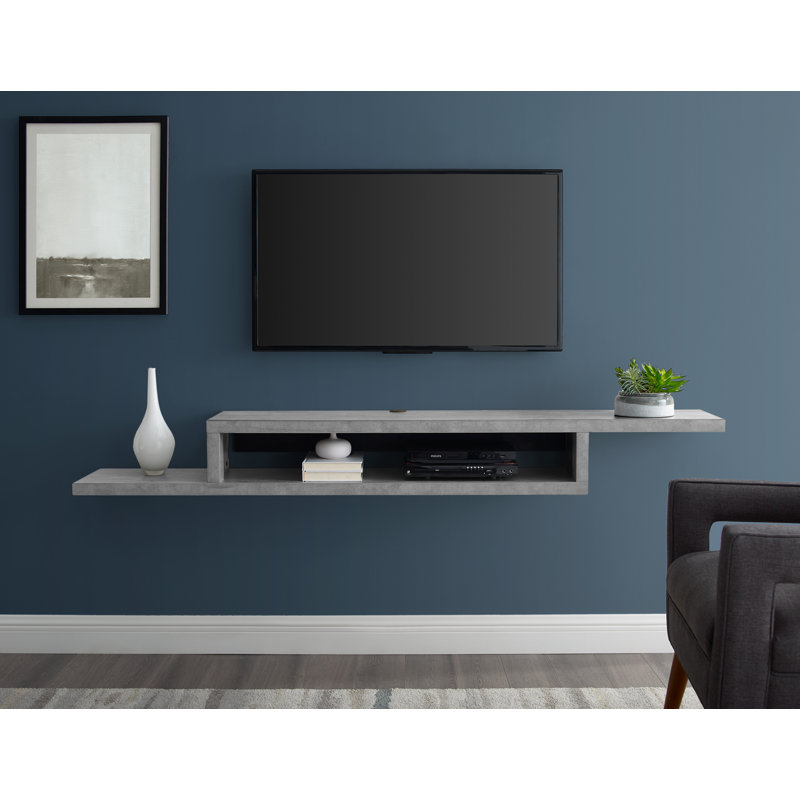 Keidi Unfinished Floating TV Stand for TVs up to 78", Stone Gray