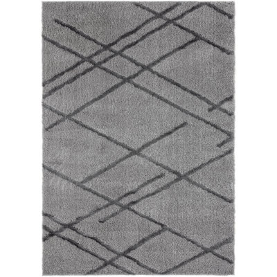 Tapis gris tissé à la machine Aadya