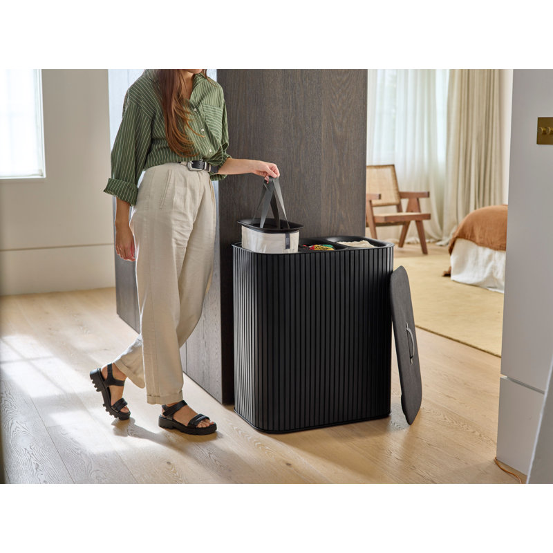 Joseph Joseph Tota Trio Luxe 90-Liter Bamboo Laundry Separation Basket, Black