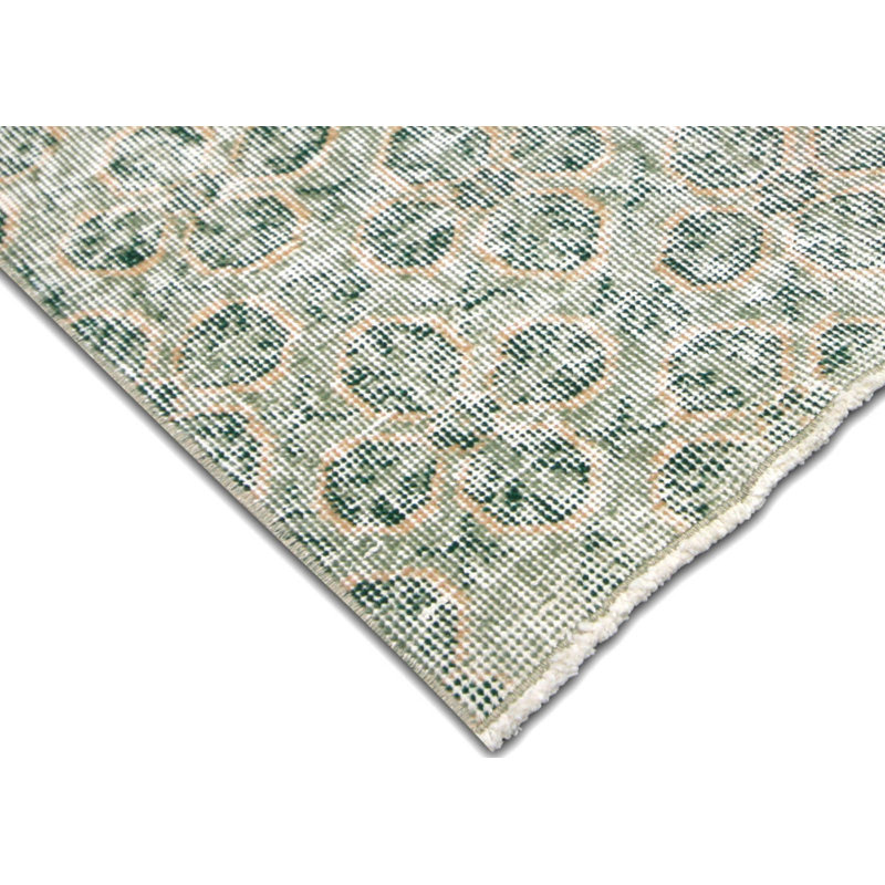 Tapis vert / beige / gris en laine noué à la main de conception unique des années 1960 de taille 6 pi x 9 pi 6 pi 7 po x 9 pi