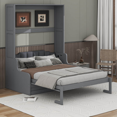 Grand lit escamotable mural avec coussin