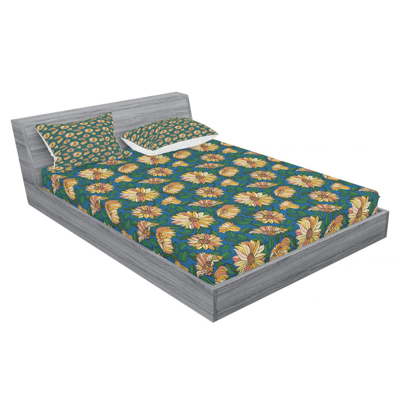 Drap-housse en microfibre Ambesonne, Drap-housse grand avec 2 taies d'oreiller