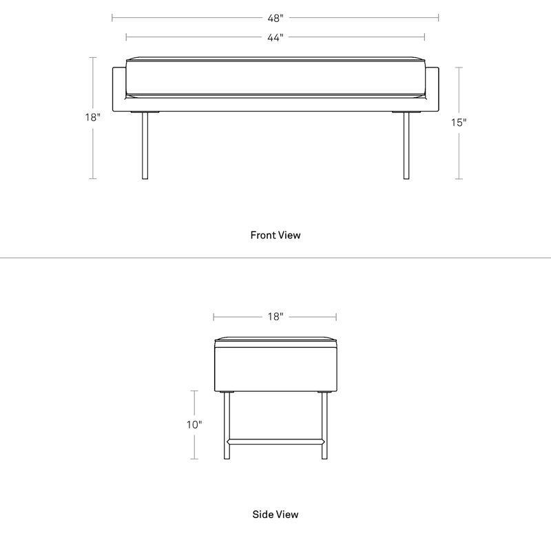 Bank Upholstered Bench, Vern Grey