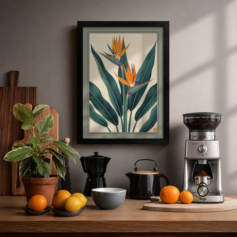Tropical Bloom Botanical - Framed Print, A1 - 84.1 x 59.4 cm, Black