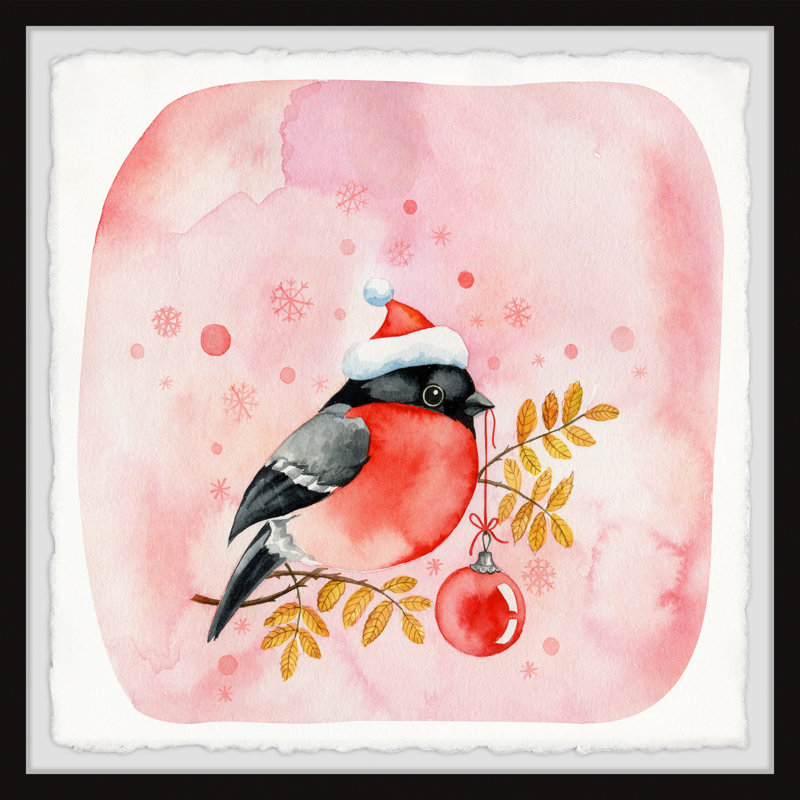 Santa Bird - Single Picture Frame Painting, 45cm H x 45cm W x 3.81cm D