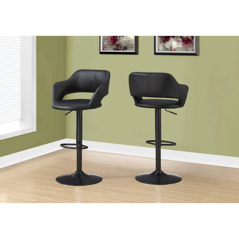 Tabouret de bar, pivotant, hauteur de bar, réglable, aspect cuir, Noir, noir, noir, noir, Noir, noir, noir, noir