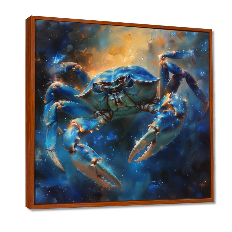 Décoration murale bleu astrologie cosmique cancer I - astronomie cancer, Cadre flottant brun, H 30 po x l 30 po