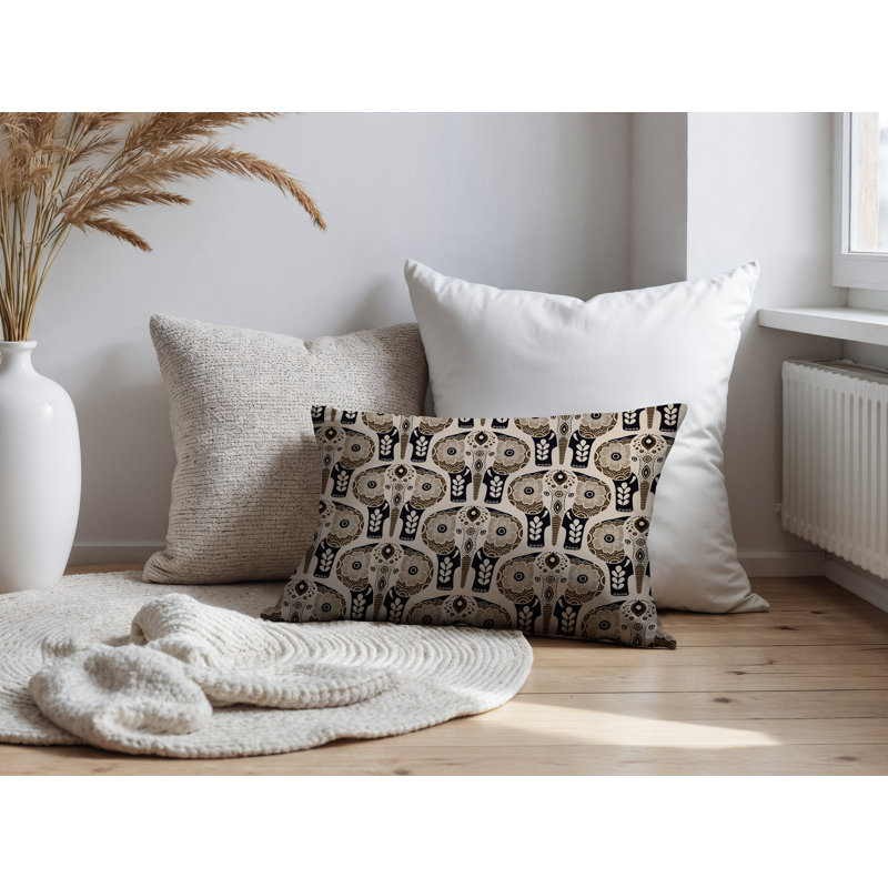 Coussin lombaire réversible intérieur / extérieur Hayes, Rectangulaire H 14 po x l 20 po, Beige