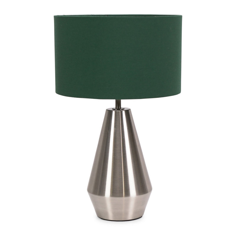 Metal Table Lamp, Silver, Forest Green