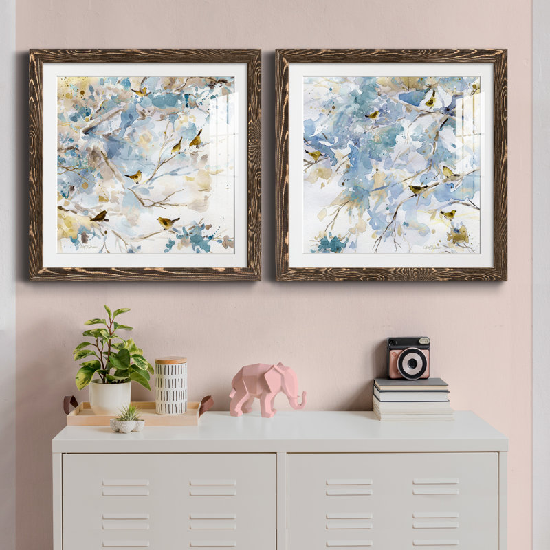 Topaz Spring I - ensemble de 2 peintures encadrées, Cadre en érable, H 31,5 po x l 63 po x P 1,5 po