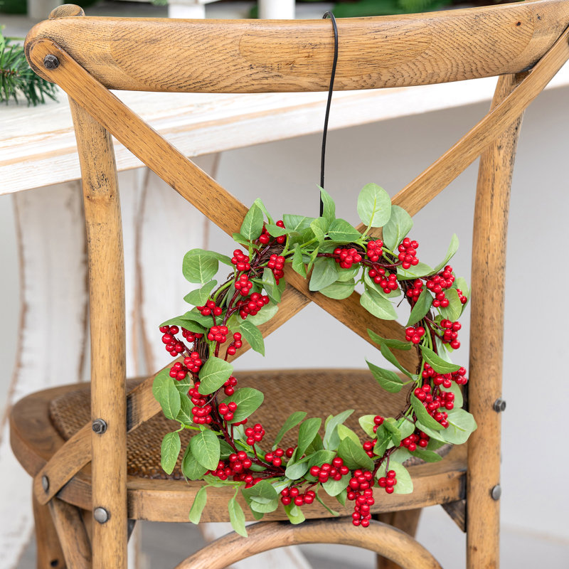Garden Floral Red Berry and Bayleaf Wreath