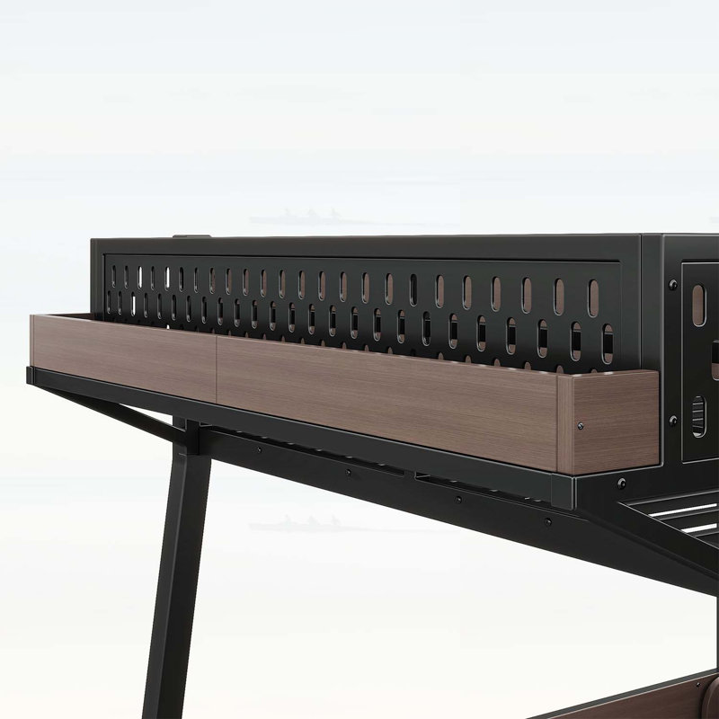 Lit superposé double avec tablettes de rangement, structure en métal de taille simple avec lumière DEL et ports USB pour enfants et adolescents, noir
