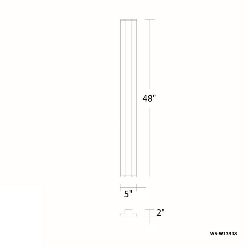 Revels Aluminum LED Wall Light, 48" H x 5" W x 2" D, 4000K, 28W