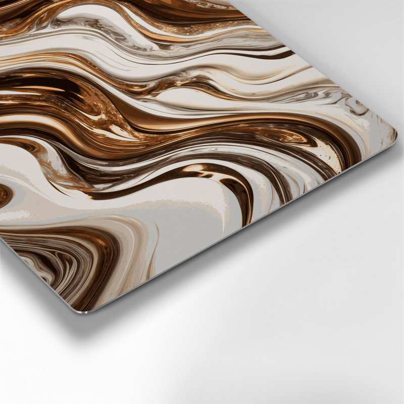 Art abstrait abstrait en métal beige 91, H 11 po x l 14 po