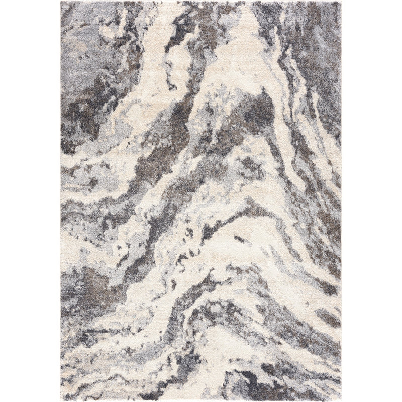 Valrie SAH100A Greige Grey Abstract Mountain Area Rug, Rectangle 4' x 6'
