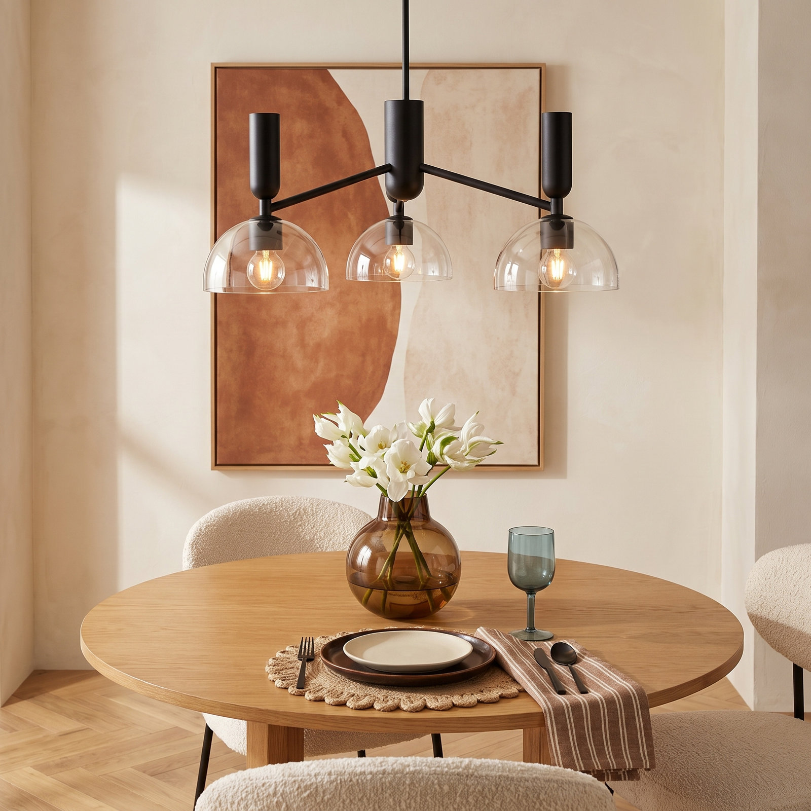 Casoria 3 - Light Metal Chandelier, Matte Black