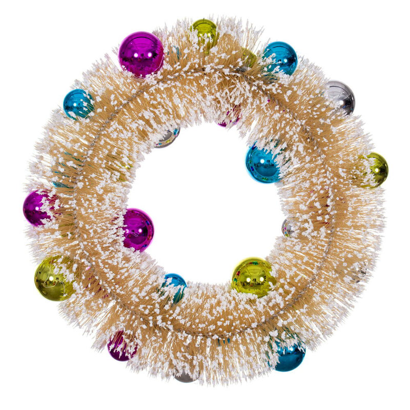  Boules de couronne givrées 18 po., Beige, H 5 po x l 18 po x P 18 po, Bleu/rouge