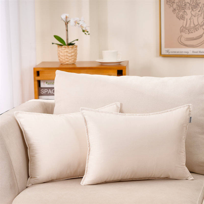 Velvet Reversible Throw Pillow, Cream, Polyester