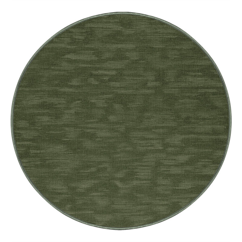 Tapis vert uni lavable à la machine, Rond 6 pi