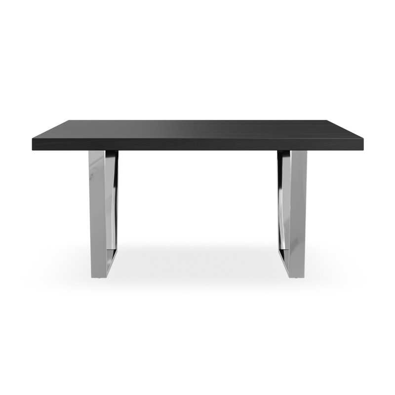 Dayatra Dining Table Modern Table w Chrome Legs, Black