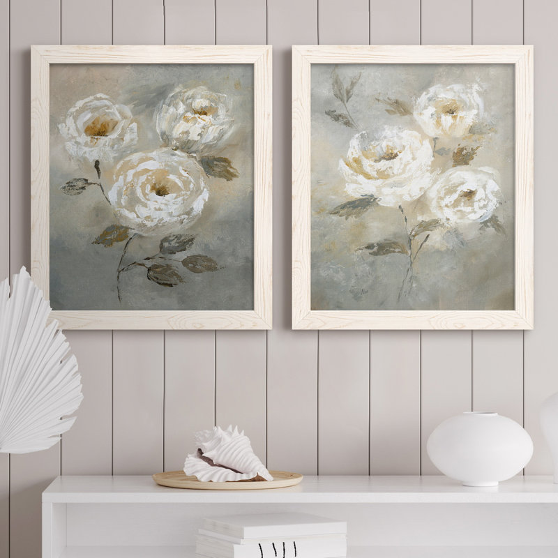 «Soft and Bold I», ensemble de 2 reproductions d'art, Pas de tapis, Toile avec cadre blanc, H 20 po x l 17 po x P 1 po