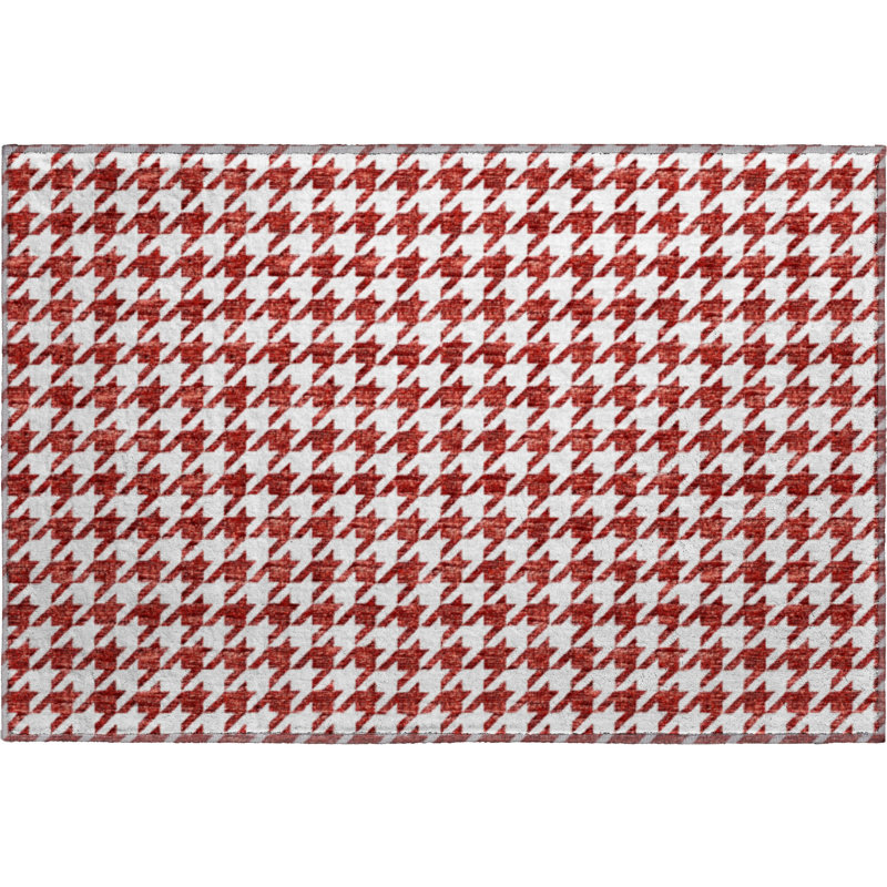 Premium Machine Washable Paullette AMF137 Red Rug, Rectangle 1'8" x 2'6"