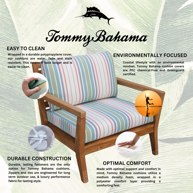 TB Lounge Tommy Bahama 1 - Piece Outdoor Seat/Back Cushion, 23"W x 24"L
