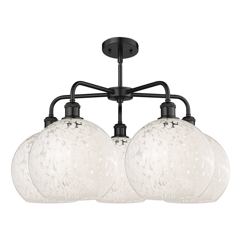 Bellagrace 5 - Light Dimmable Globe Chandelier, 17.25" H x 28" W x 28" D, Matte Black