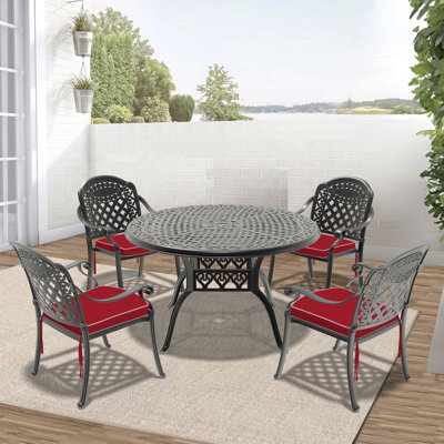 Ensemble de meubles de patio en aluminium coulé de qualité supérieure avec coussins confortables pour le plaisir en plein air