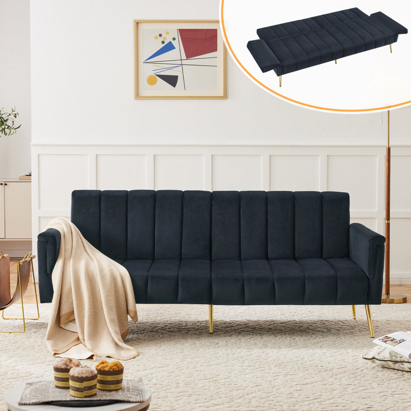 2 Seater Velvet Sofa, Black Velvet