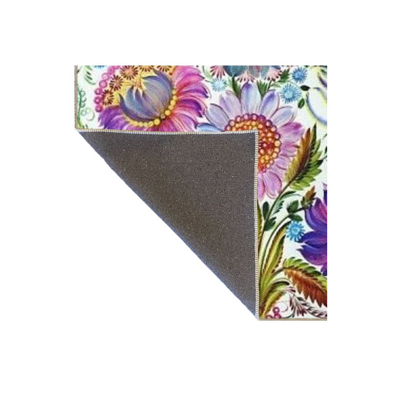 Tapis décoratif mauve à motif floral moderne, Sous-tapis carré 3 pi 3 po inclus